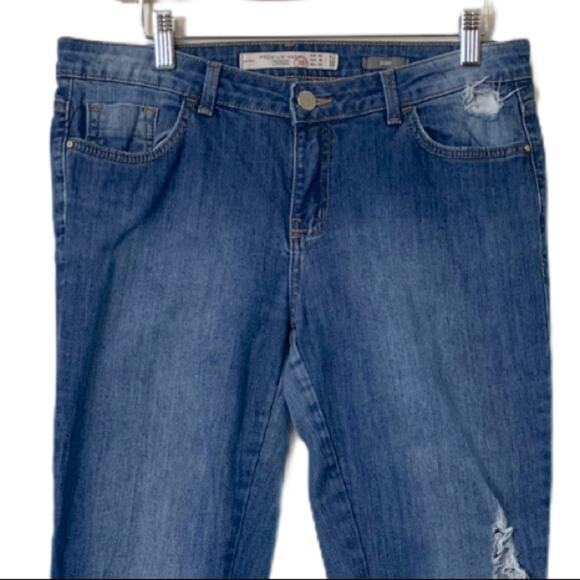 Zara Women's Distressed Mid Rise Skinny Ankle Medium Blue Denim Wash Size 10 - Picture 4 of 7